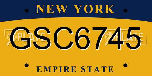 GSC6745 New York License Plate