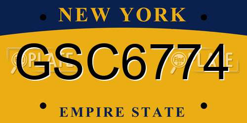 GSC6774 New York License Plate