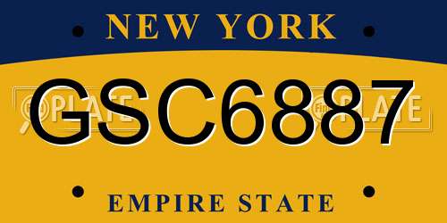 GSC6887 New York License Plate