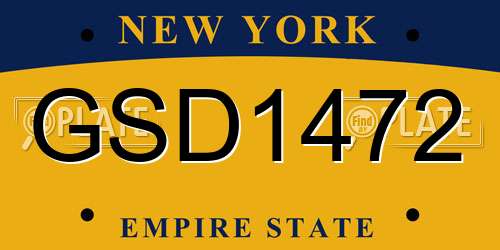 GSD1472 New York License Plate