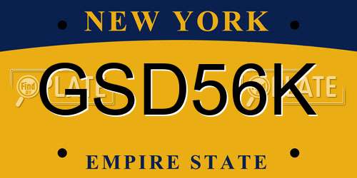 GSD56K New York License Plate