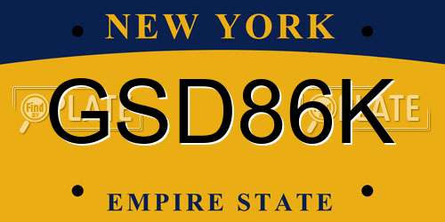 GSD86K New York License Plate
