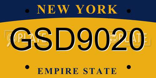GSD9020 New York License Plate