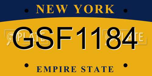 GSF1184 New York License Plate