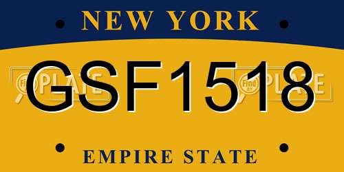 GSF1518 New York License Plate
