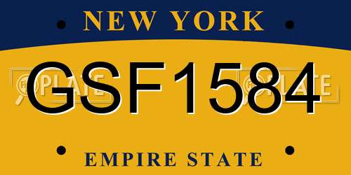 GSF1584 New York License Plate