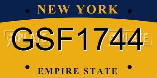 GSF1744 New York License Plate