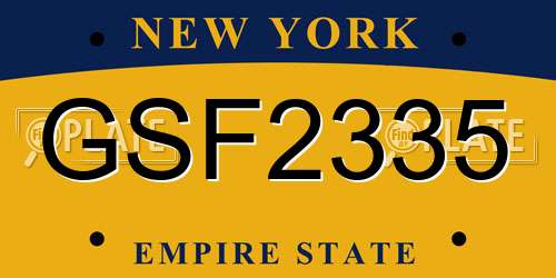GSF2335 New York License Plate