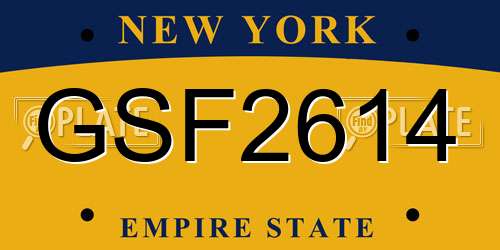 GSF2614 New York License Plate