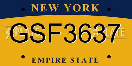 GSF3637 New York License Plate