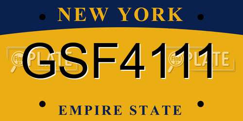 GSF4111 New York License Plate