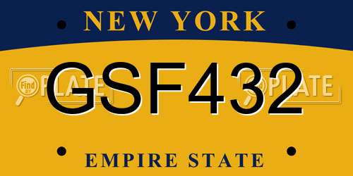 GSF432 New York License Plate