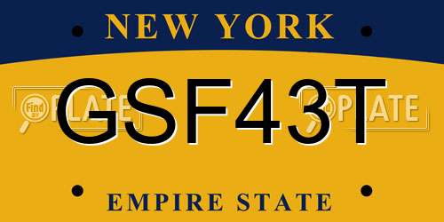 GSF43T New York License Plate