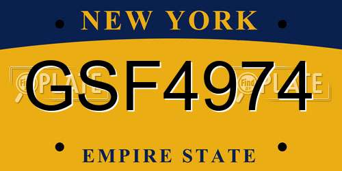 GSF4974 New York License Plate