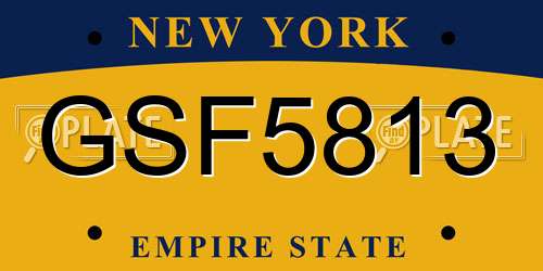 GSF5813 New York License Plate