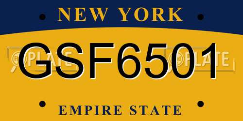 GSF6501 New York License Plate