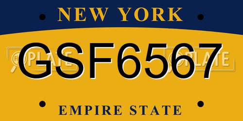 GSF6567 New York License Plate