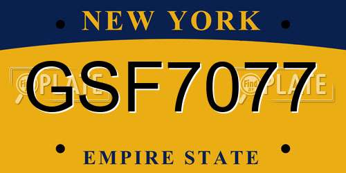 GSF7077 New York License Plate