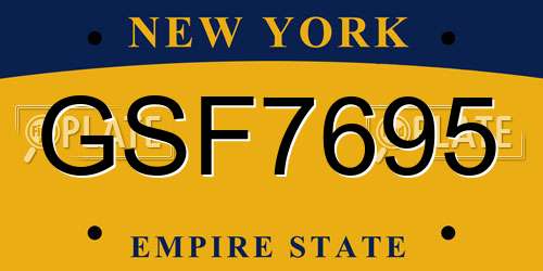 GSF7695 New York License Plate