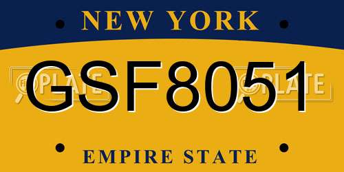 GSF8051 New York License Plate