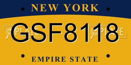 GSF8118 New York License Plate