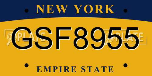 GSF8955 New York License Plate