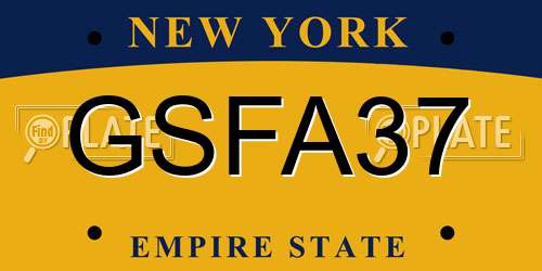 GSFA37 New York License Plate
