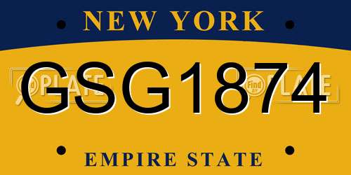 GSG1874 New York License Plate