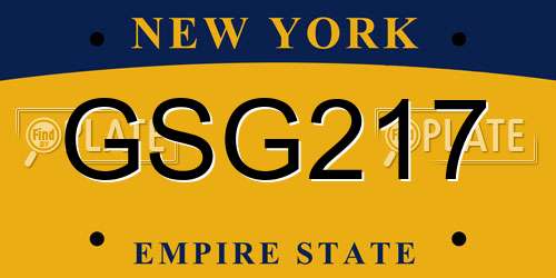 GSG217 New York License Plate