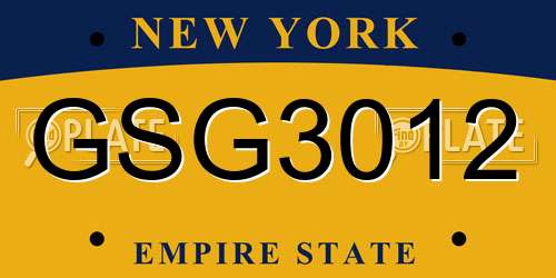 GSG3012 New York License Plate
