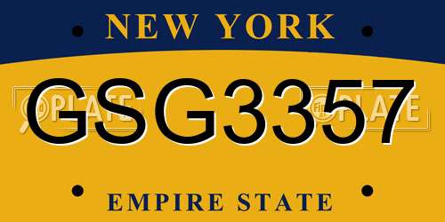 GSG3357 New York License Plate