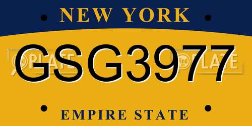 GSG3977 New York License Plate