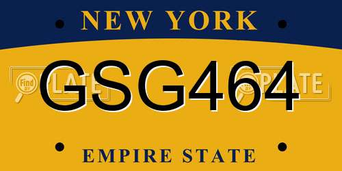GSG464 New York License Plate