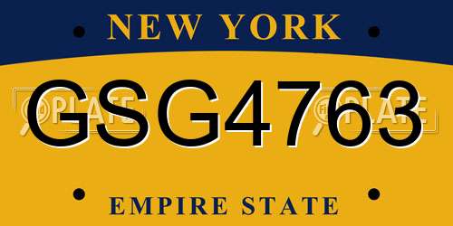 GSG4763 New York License Plate