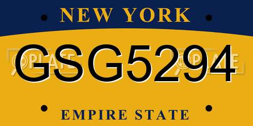 GSG5294 New York License Plate