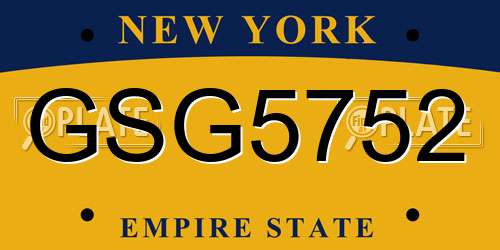 GSG5752 New York License Plate