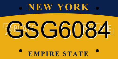 GSG6084 New York License Plate