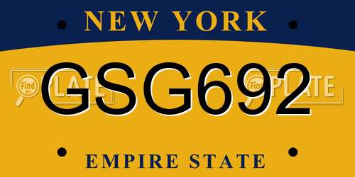 GSG692 New York License Plate