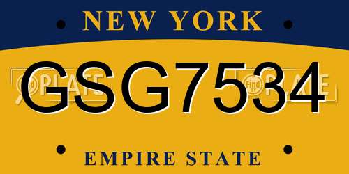 GSG7534 New York License Plate
