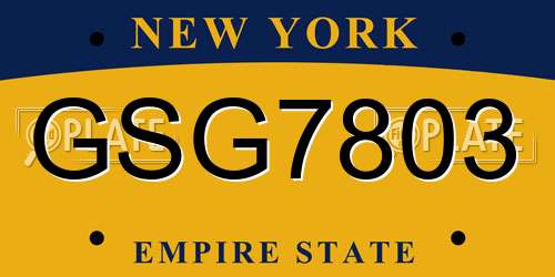GSG7803 New York License Plate