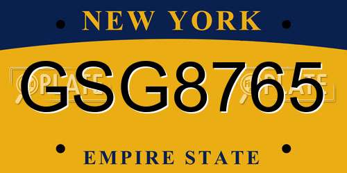 GSG8765 New York License Plate