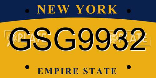 GSG9932 New York License Plate