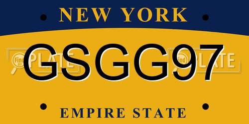 GSGG97 New York License Plate