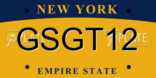 GSGT12 New York License Plate