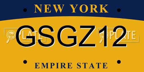 GSGZ12 New York License Plate