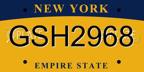GSH2968 New York License Plate