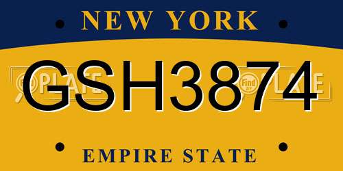 GSH3874 New York License Plate
