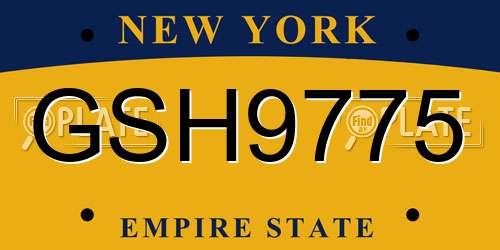 GSH9775 New York License Plate