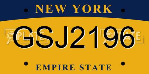 GSJ2196 New York License Plate