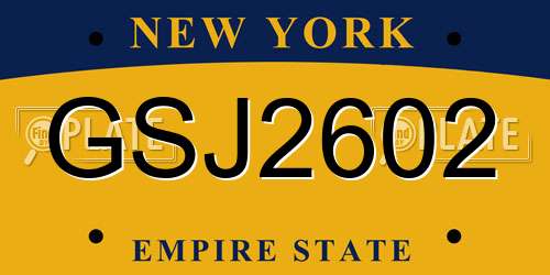 GSJ2602 New York License Plate